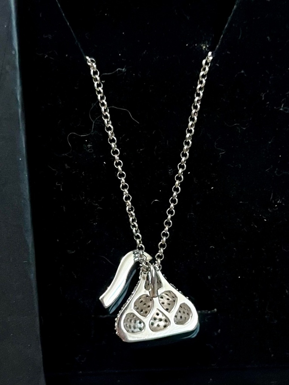 Silver Pavé Hershey Kiss Pendant Necklace - Picture 4 of 7